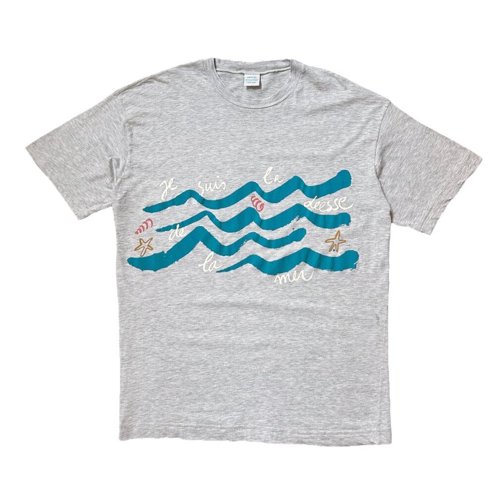 90s Vintage Benetton Goddess of the Sea Art T-shirt je suis la deesse de la mer. - Picture 1 of 4